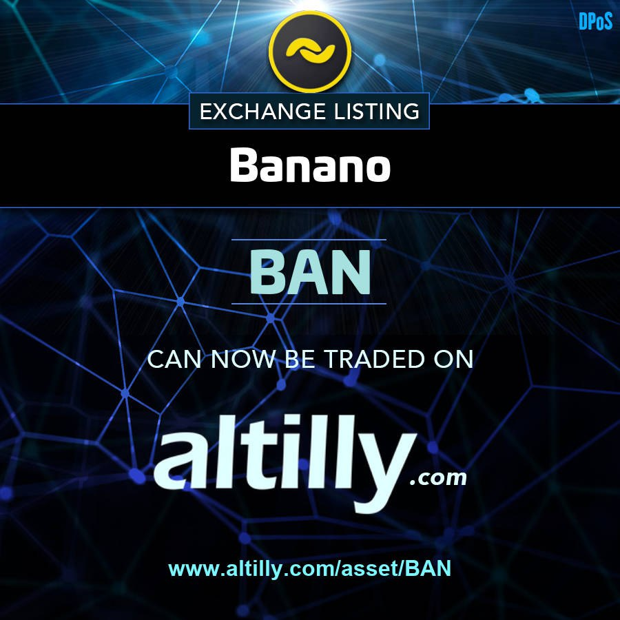 Exchange Listing: BANANO is now on Altilly!