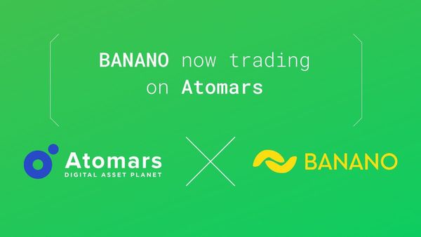 BANANO Now Listed on Atomars Exchange Following 5th Exchange Community Win!