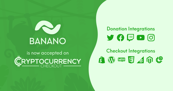 BANANO is now accepted on CryptoCurrencyCheckout!